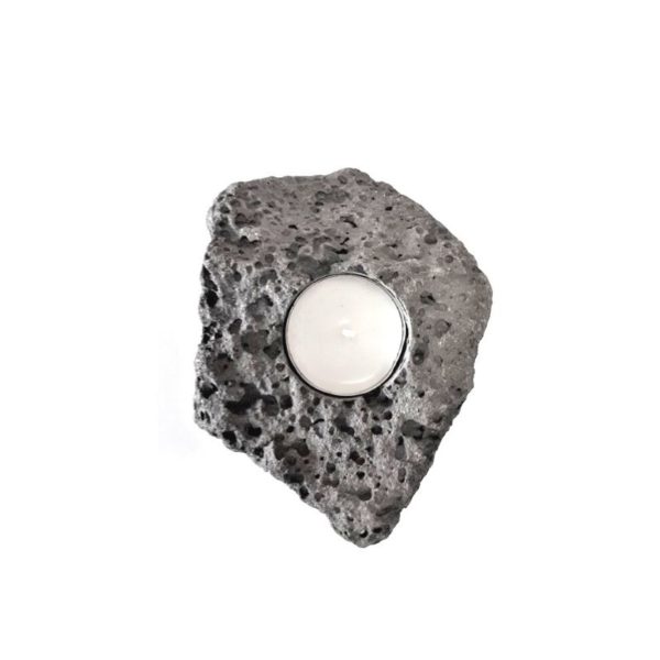 Icelandic lava stone candle holder from black lava